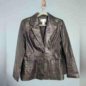 100% Leather Jacket Black Newport News Women's Size 10 Vintage 90s